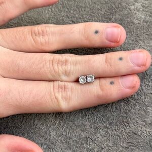 Sterling Silver Rhodium Plated Cubic Zirconia Butterfly Back Earrings 4mm